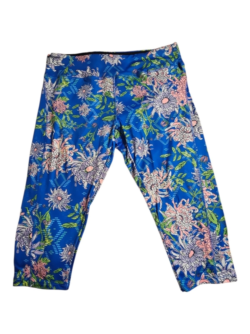 LuLaRoe Royal Blue Floral Capri Leggings